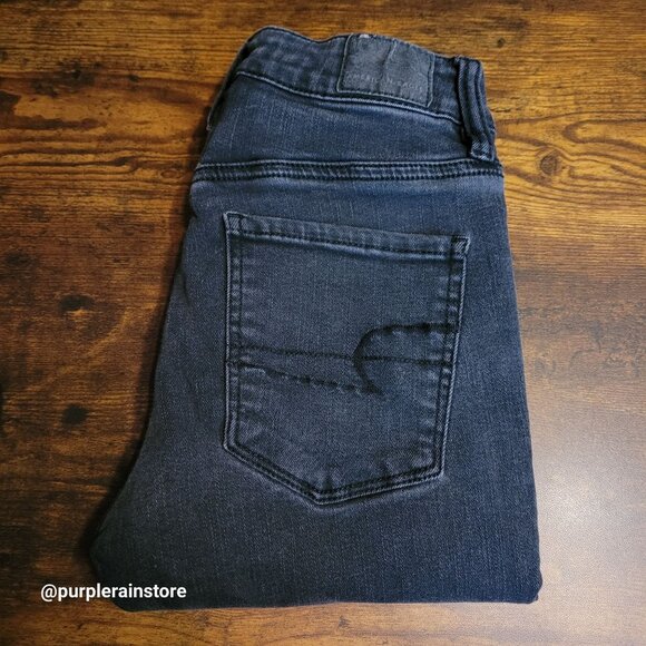 American Eagle Jeans 0 S Hi Rise Jegging Next Level Stretch Black Wash Denim - Picture 3 of 13